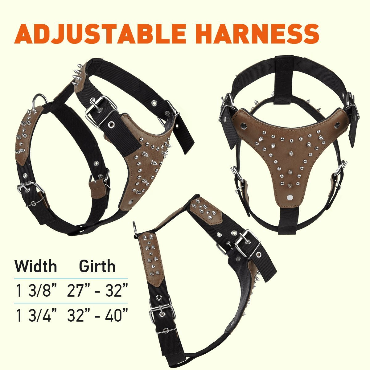 Leather + Nylon Spiked Dog Harness Dog Harnesses Dogline