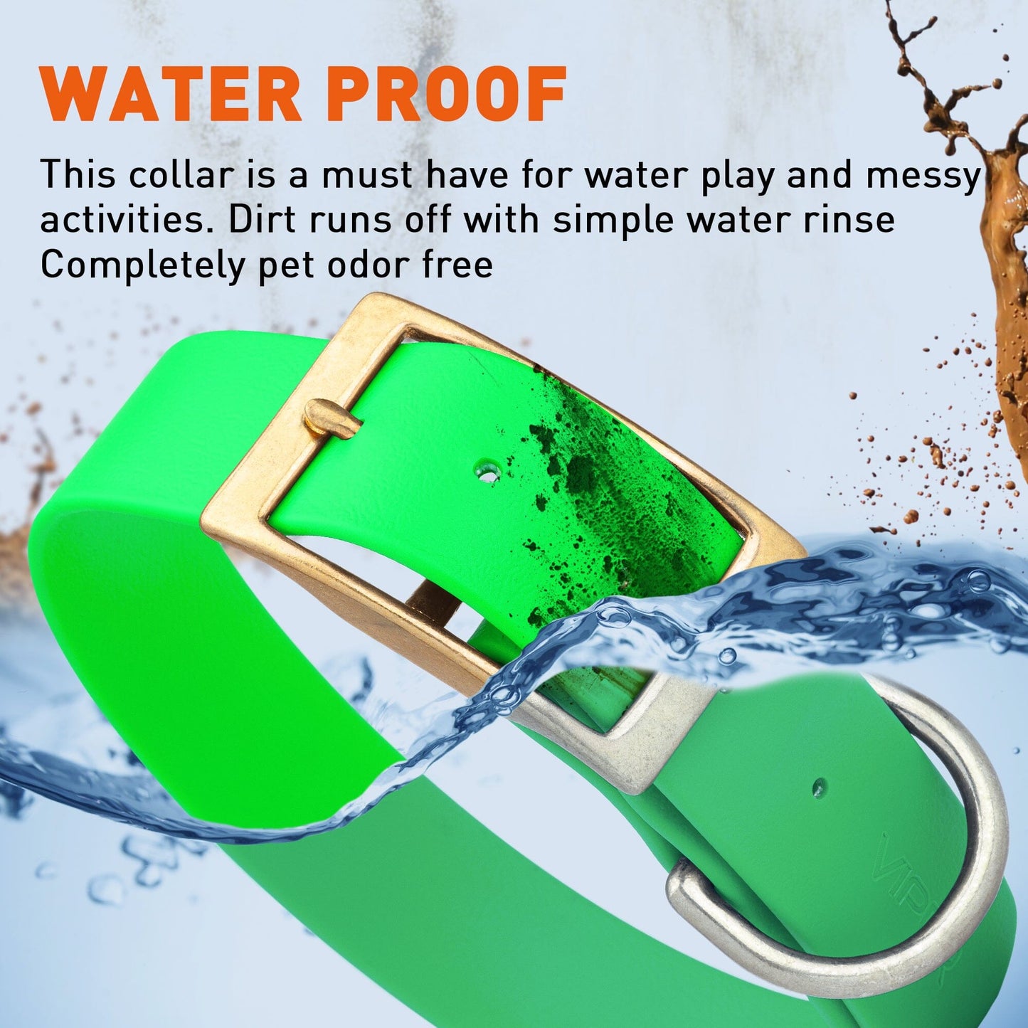 Viper Biothane Waterproof Dog Collar - Brass Hardware - 1.5in Wide - Size L (16" - 20") Dog Collar Dogline