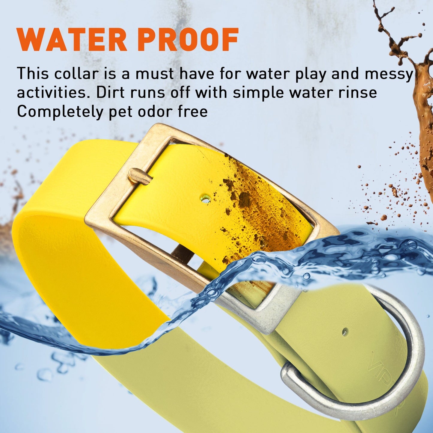 Viper Biothane Waterproof Dog Collar - Brass Hardware - 1.5in Wide - Size XL (20" - 24") Dog Collar Dogline