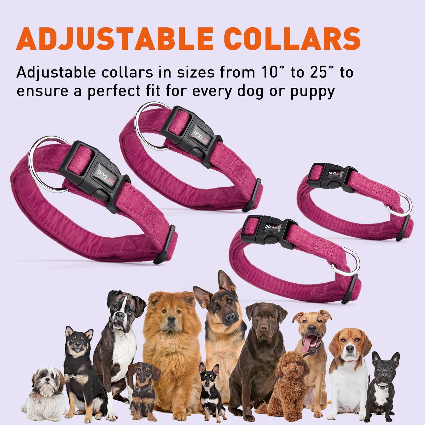 Comfort Microfiber Flat Dog Collar Dog Collar Dogline