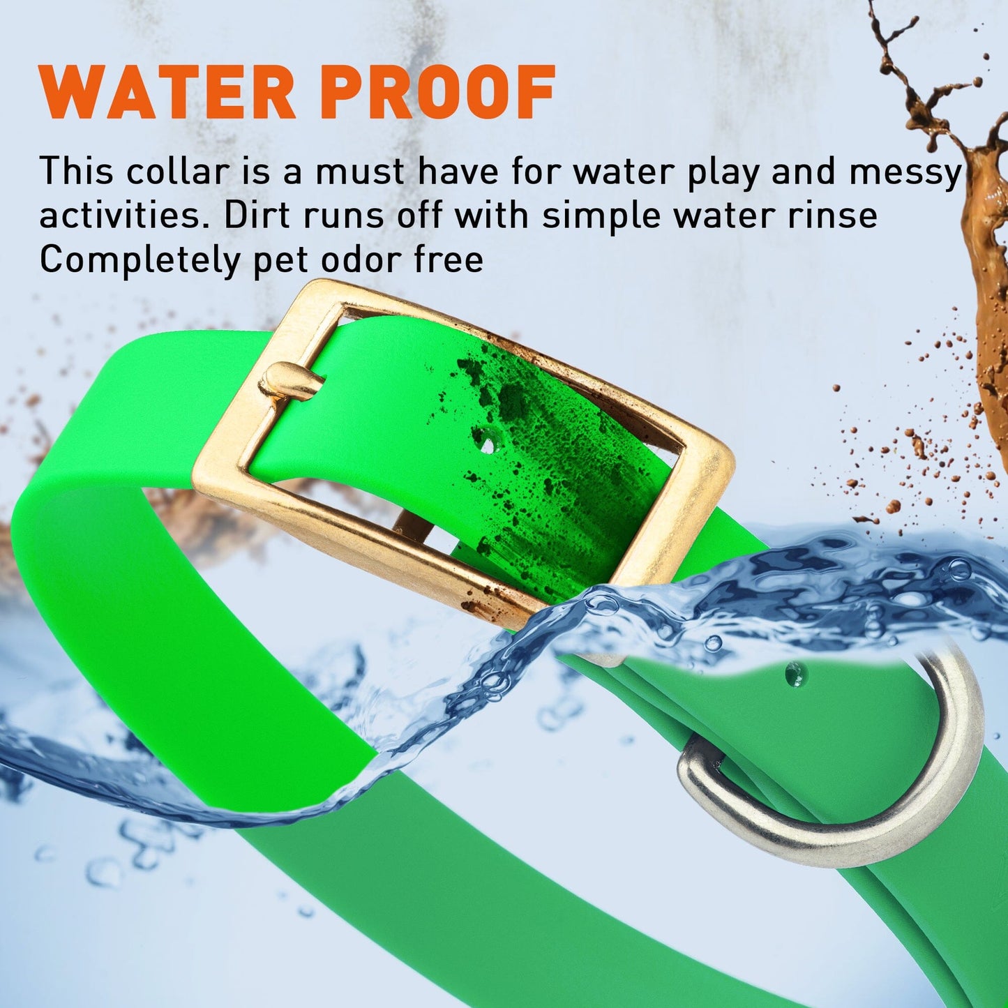 Viper Biothane Waterproof Dog Collar - Brass Hardware - Size L (18" - 22") Dog Collar Dogline