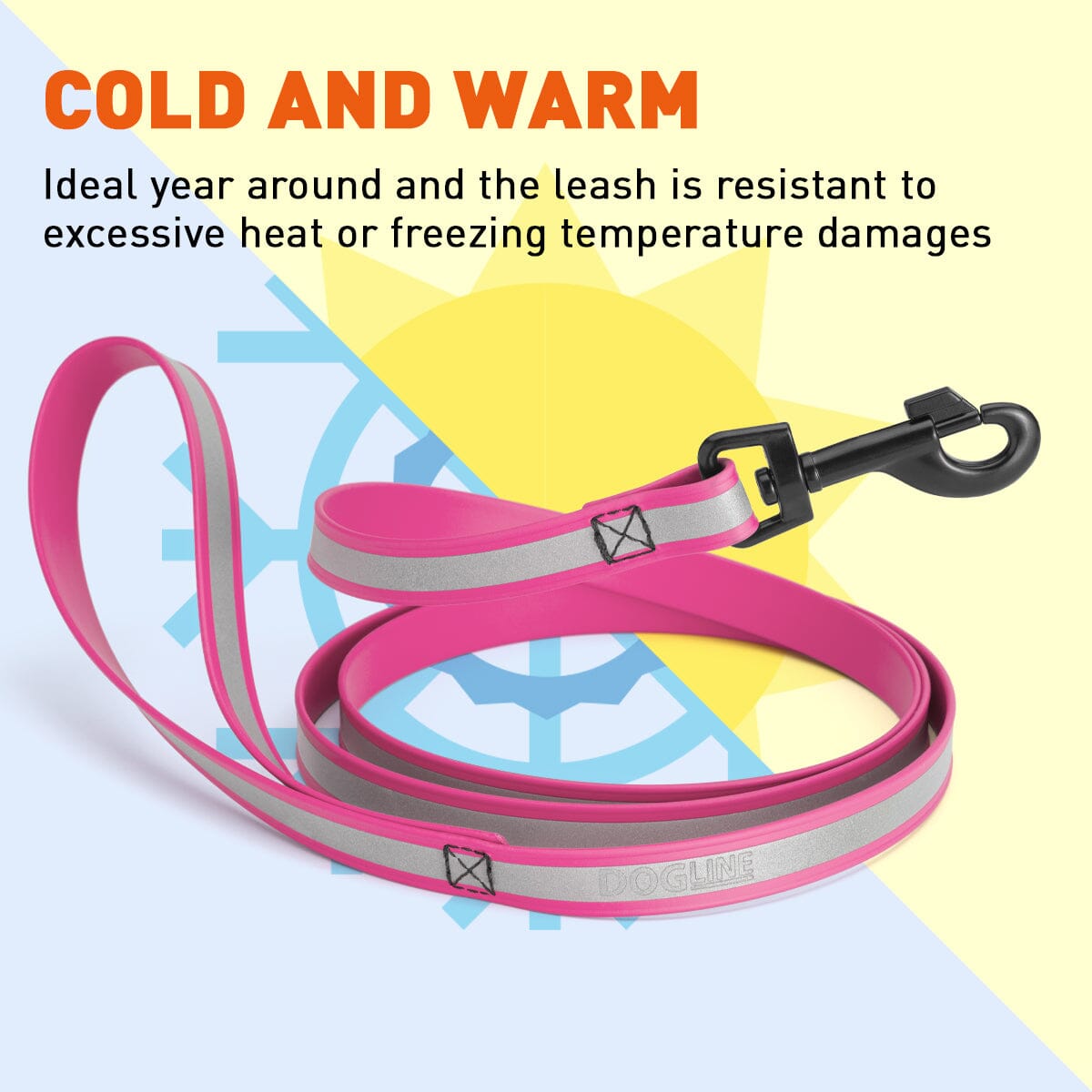 Reflective Biothane Dog Leash with Black Hardware Dog Leashes Dogline