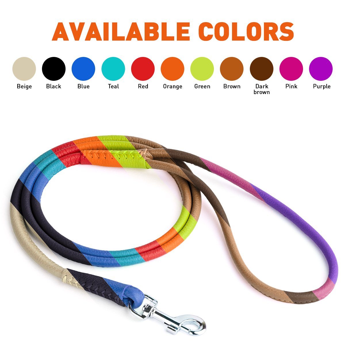 Soft Leather Round Dog Lead Dog Leashes Dogline