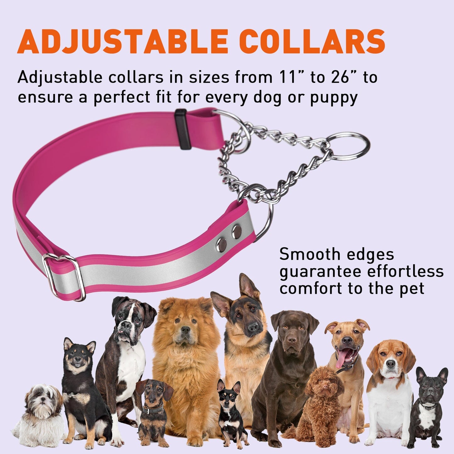 Reflective Biothane Martingale Collar for Dogs Martingale Dog Collar Dogline