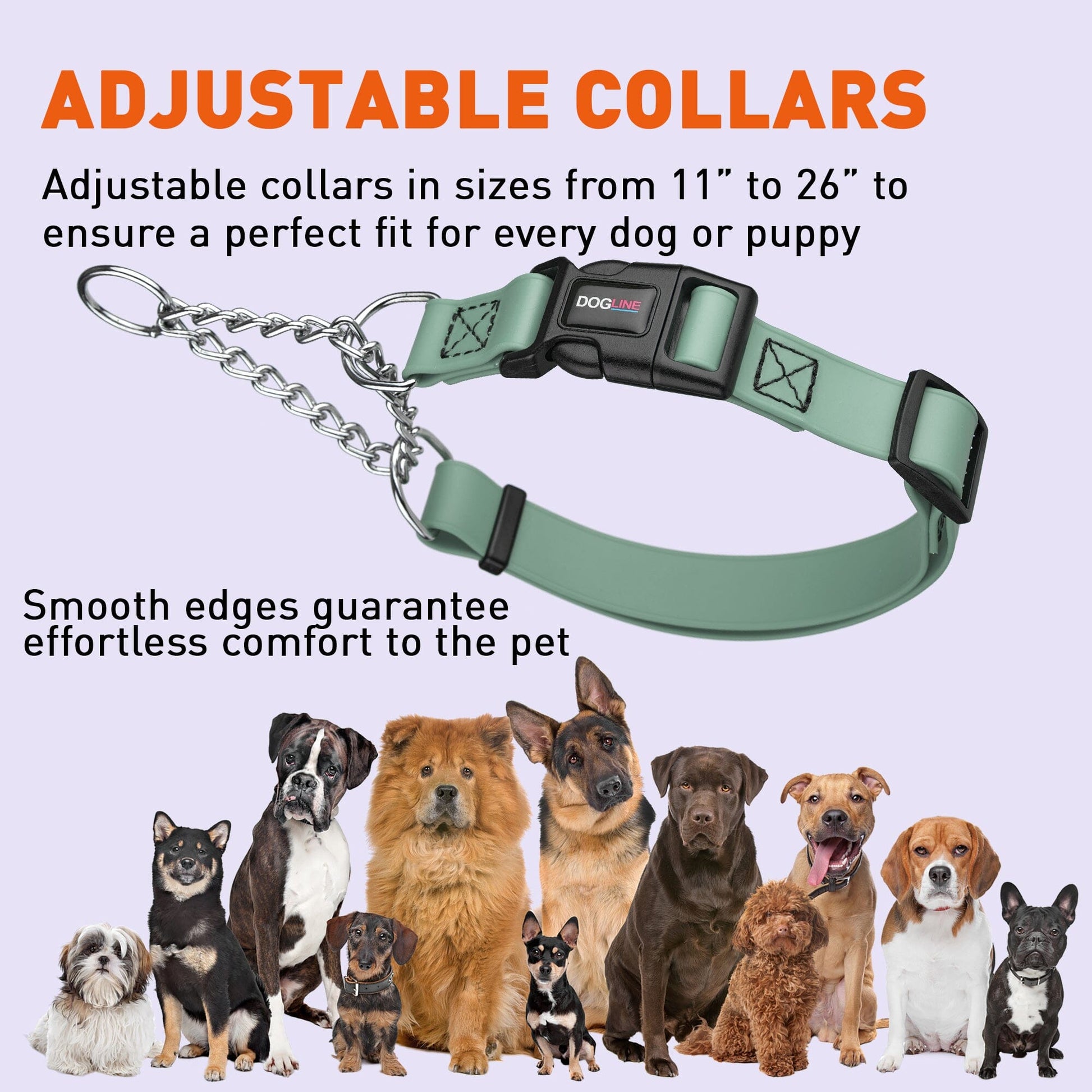 Biothane Adjustable Martingale Collar with Quick Release Buckle Dog Collars Dogline