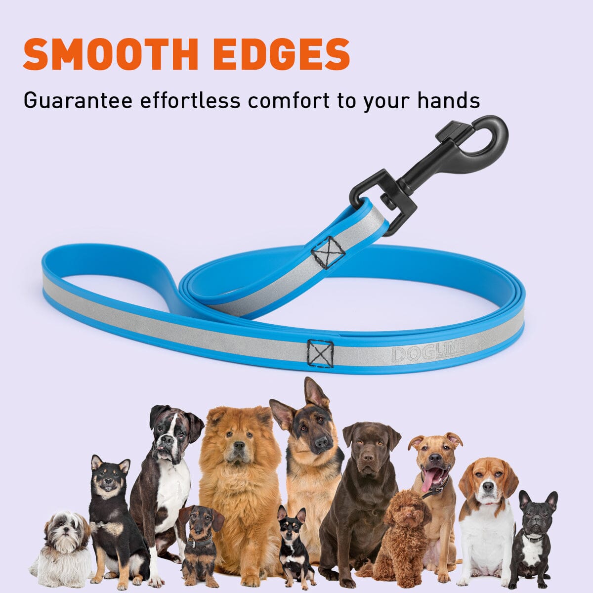 Reflective Biothane Dog Leash with Black Hardware Dog Leashes Dogline