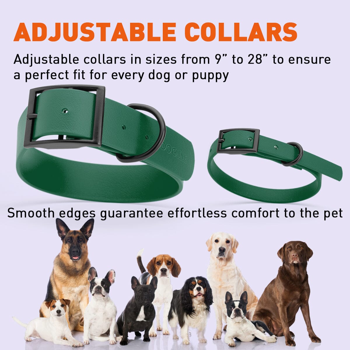 Biothane Waterproof Dog Collar - Medium (15 to 18 inches) Dog Collar Dogline