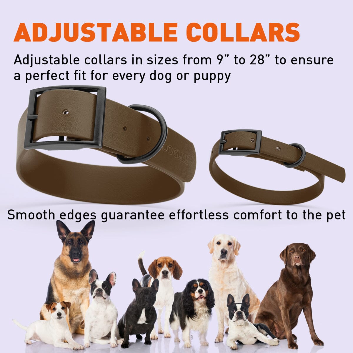 Biothane Waterproof Dog Collar - 1.5in Wide - Large (16 to 20 inches) Dog Collar Dogline