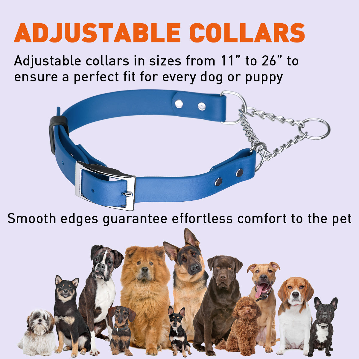 Biothane Adjustable Martingale Collar with Metal Buckle Martingale Dog Collar Dogline