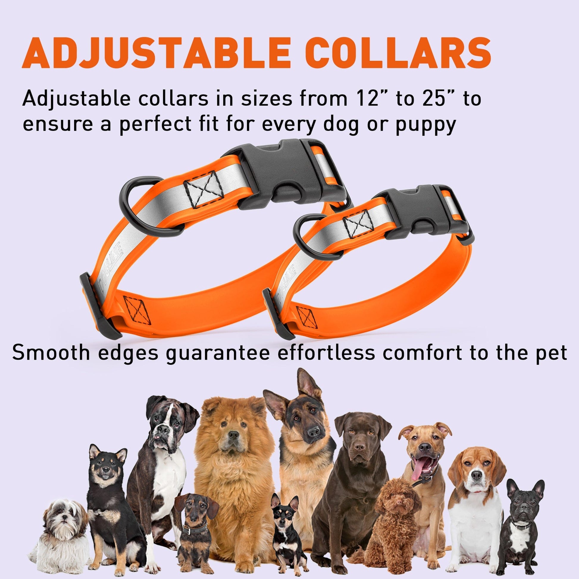 Dogline Biothane Reflective Dog Collar with Quick Release Buckle Dog Collar Dogline