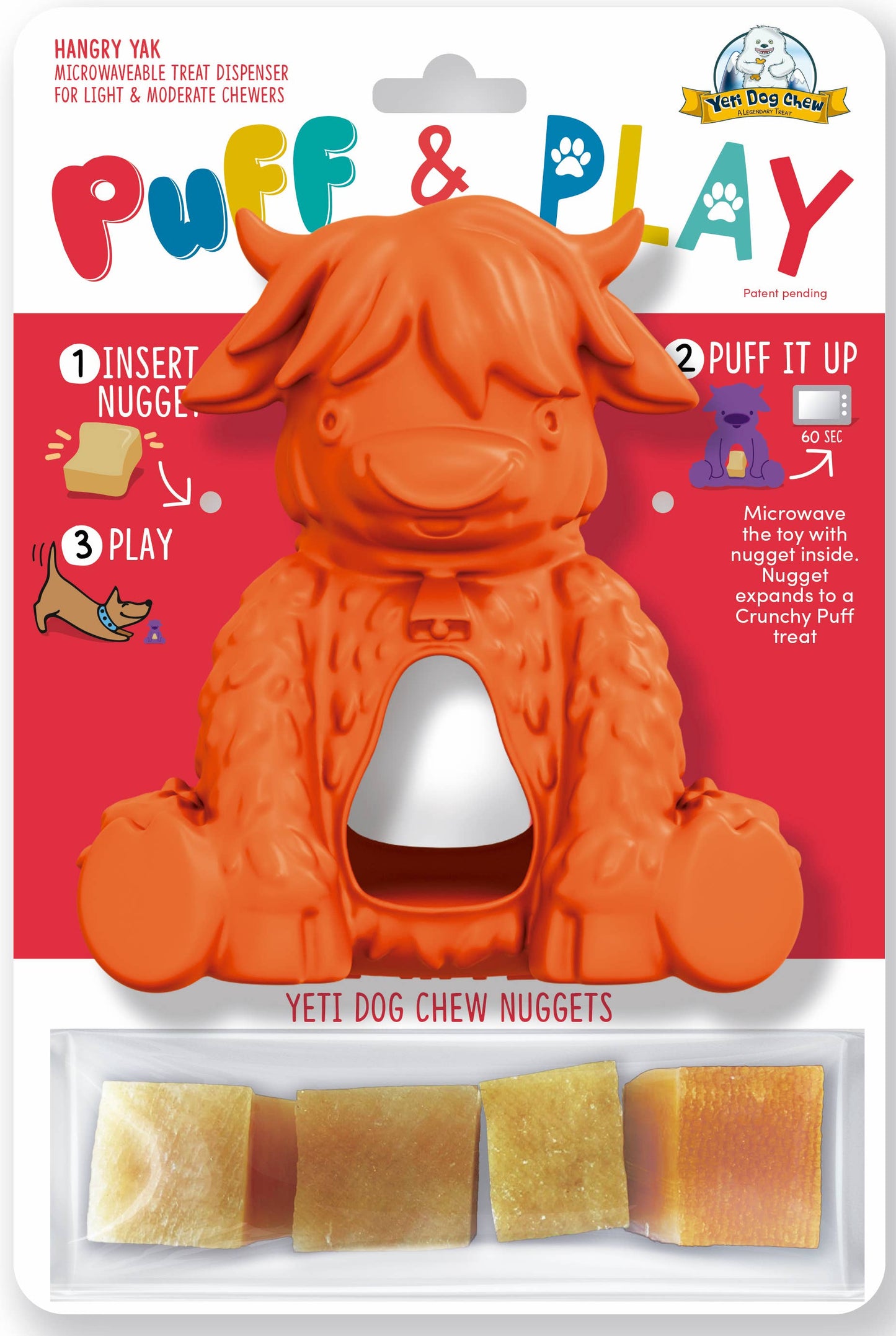 Yeti Dog Chew Puff & Play Hangry Yeti Orange Yeti Dog Chew