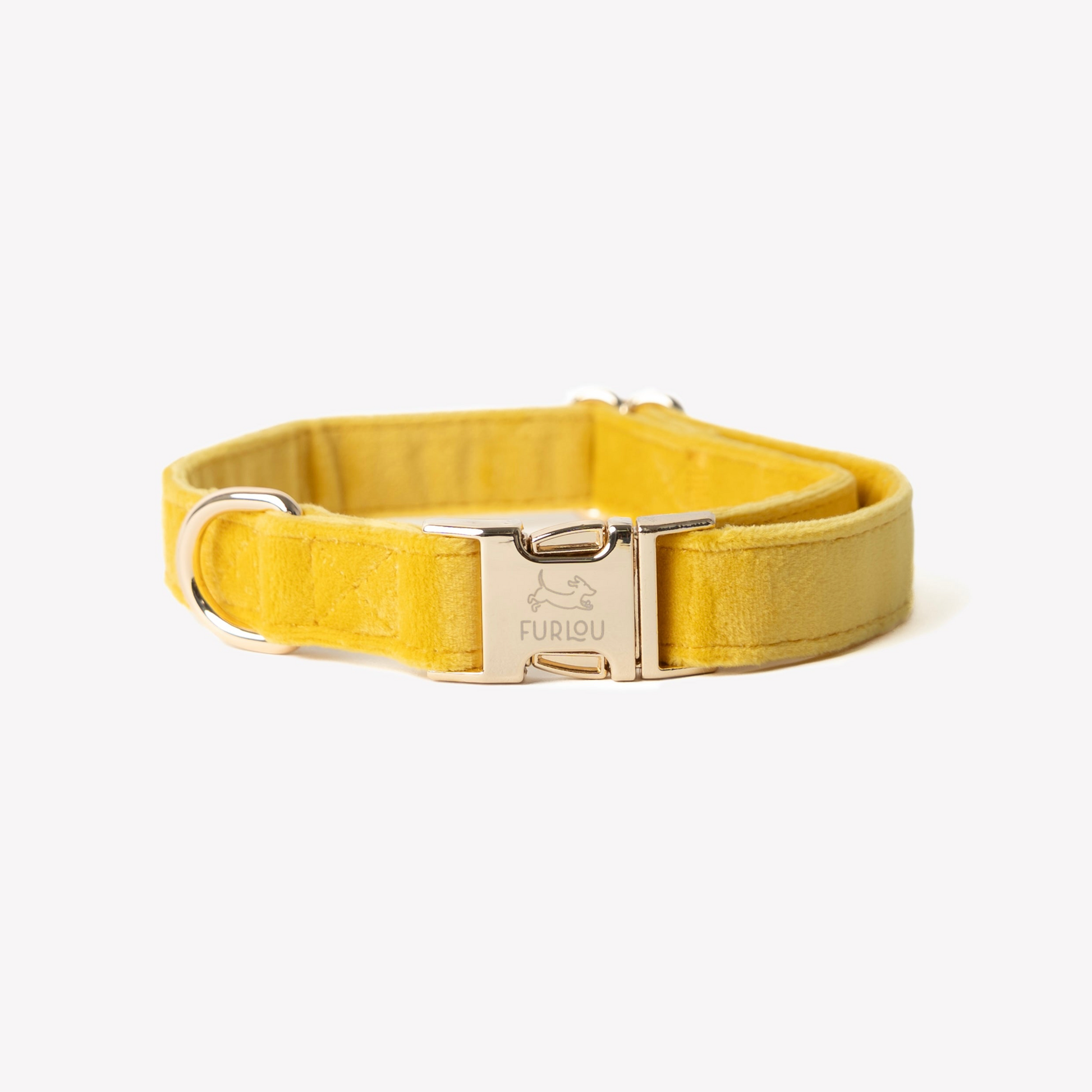 'Yellow' - Velvet Dog Collar Velvet Collar FURLOU