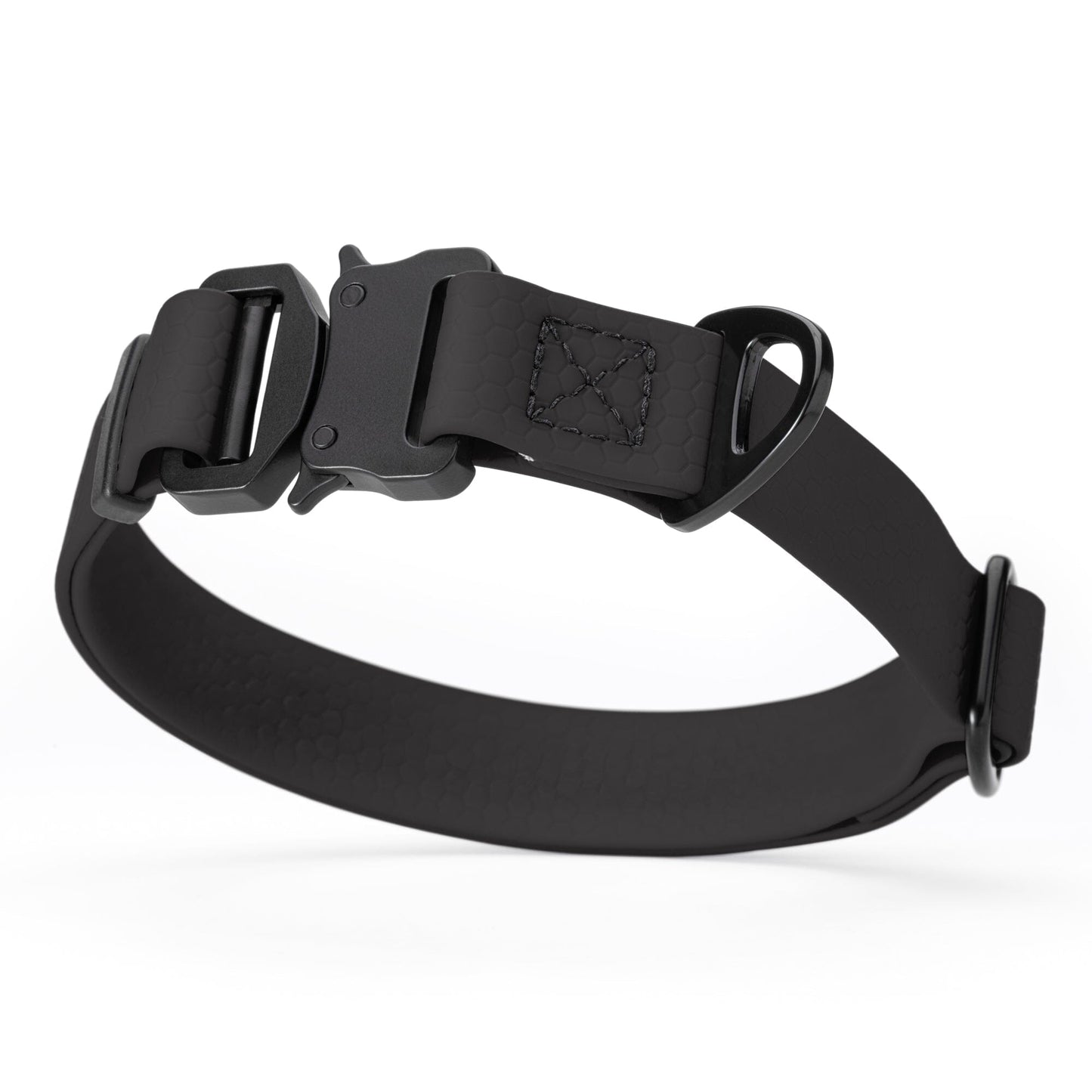 Waterproof Dog Collar with Metal Stab-Lock Buckle Black Dog Collar Dogline