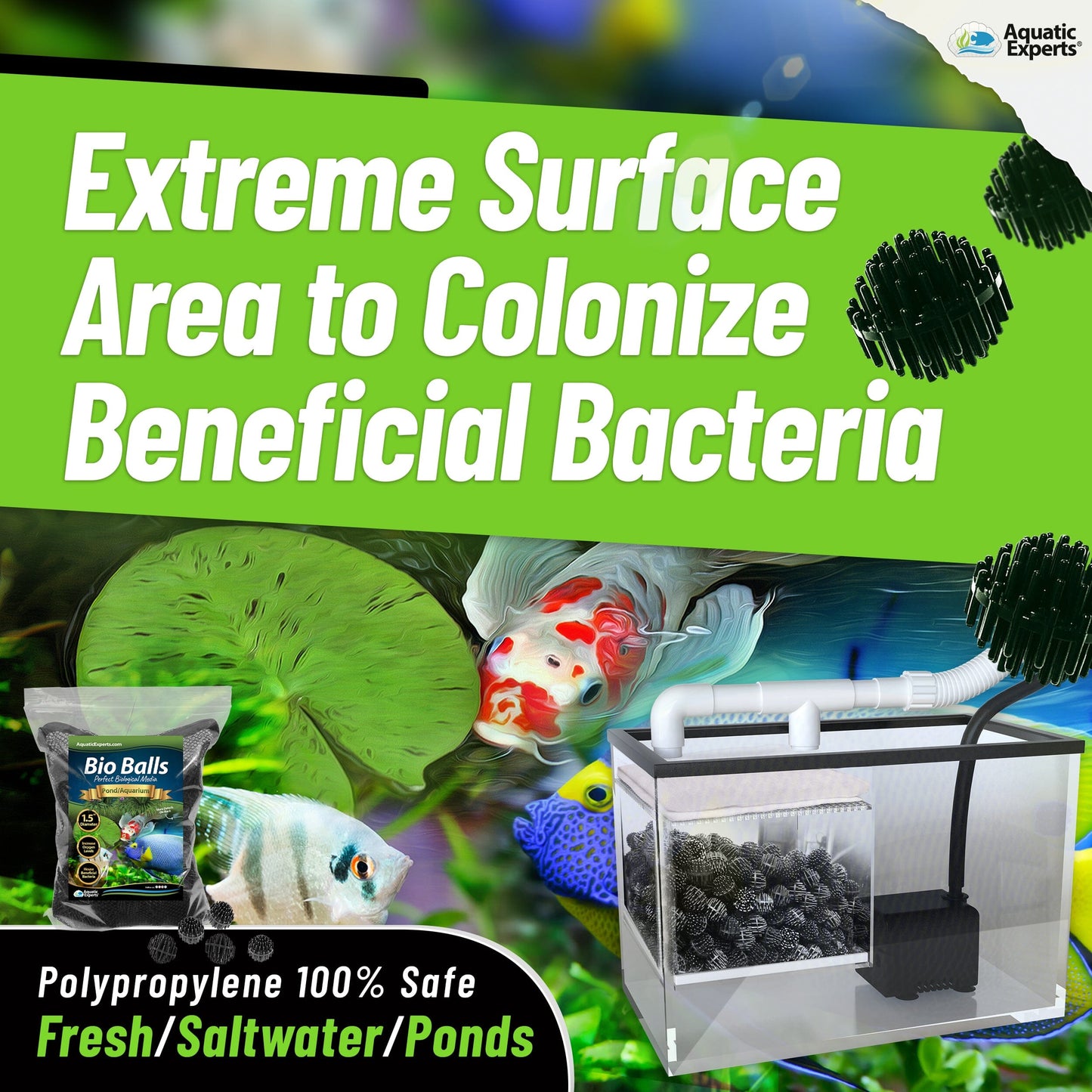 Pond Bundle -Carbon Filter 18"x 36" + BioBall 300 count with Mesh Bag + Cream Pond 18"x36" Bundle Bundles Aquatic Experts