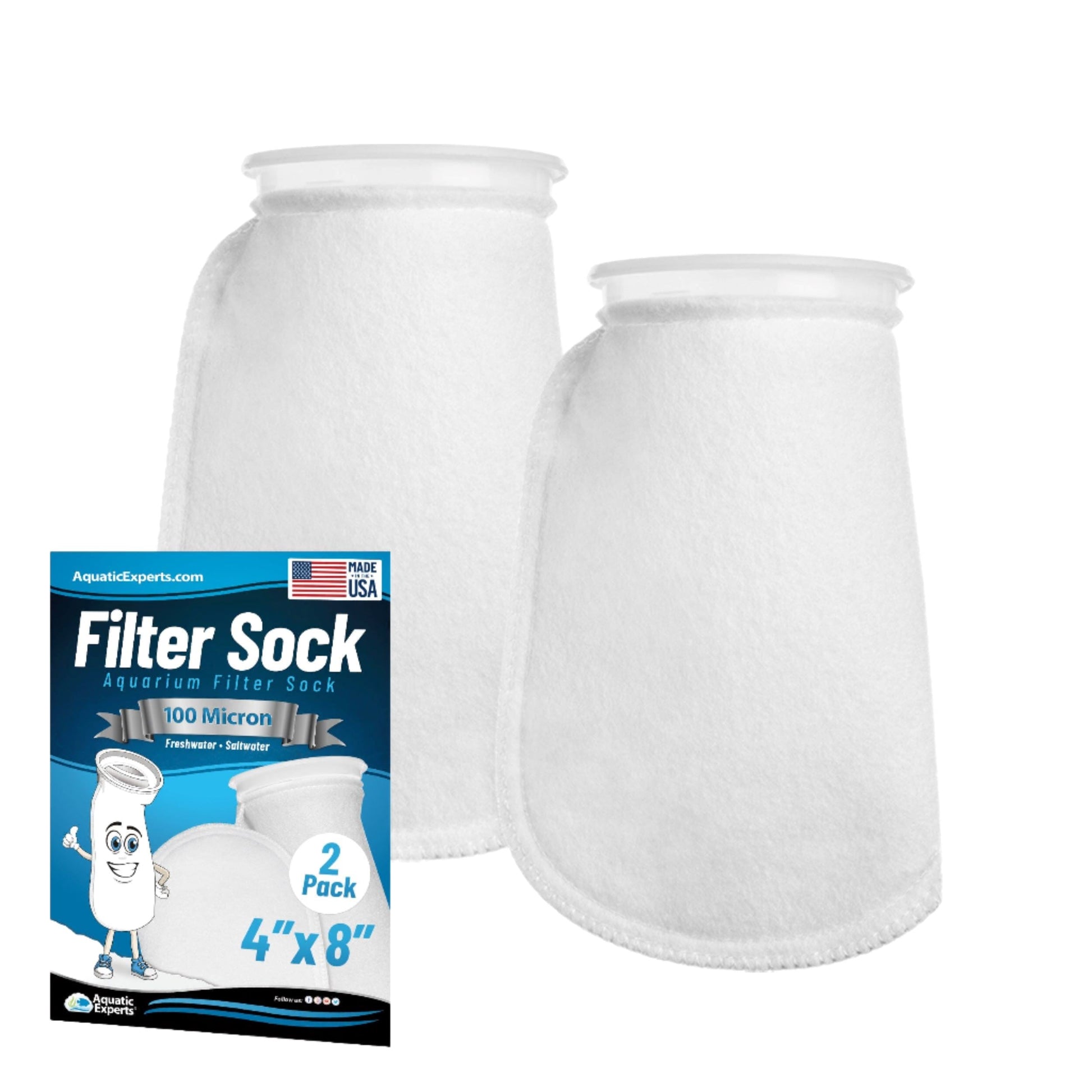Aquatic Experts Aquatic Experts 4" Ring Aquarium Filter Sock 100 Micron for Saltwater & Reef Aquariums Aquatic Experts