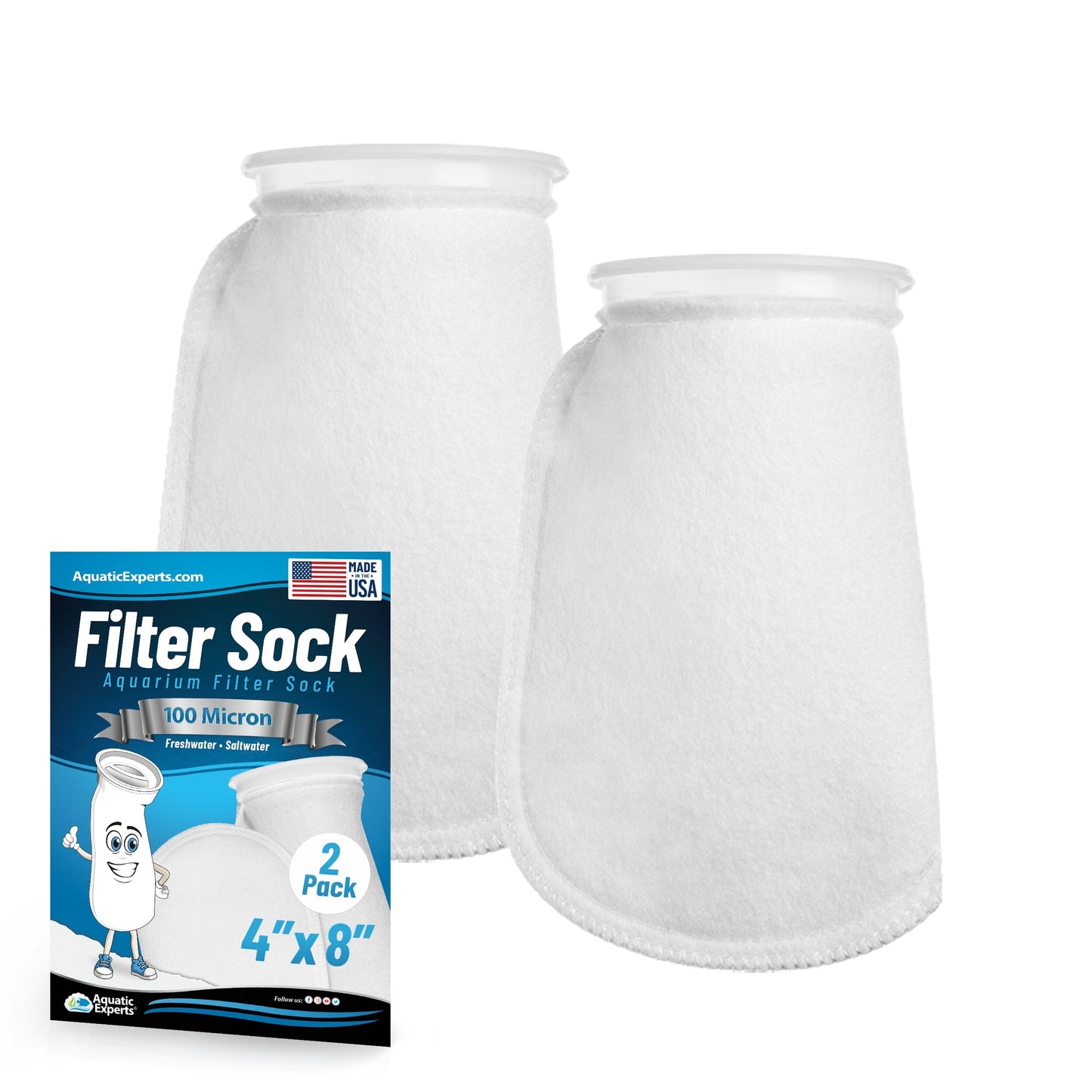 Aquatic Experts Aquatic Experts 4" Ring Aquarium Filter Sock 100 Micron for Saltwater & Reef Aquariums Aquatic Experts