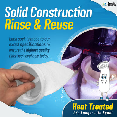 Aquatic Experts 4" Ring Aquarium Filter Sock 200 Micron for Saltwater & Reef Aquariums Aquatic Experts