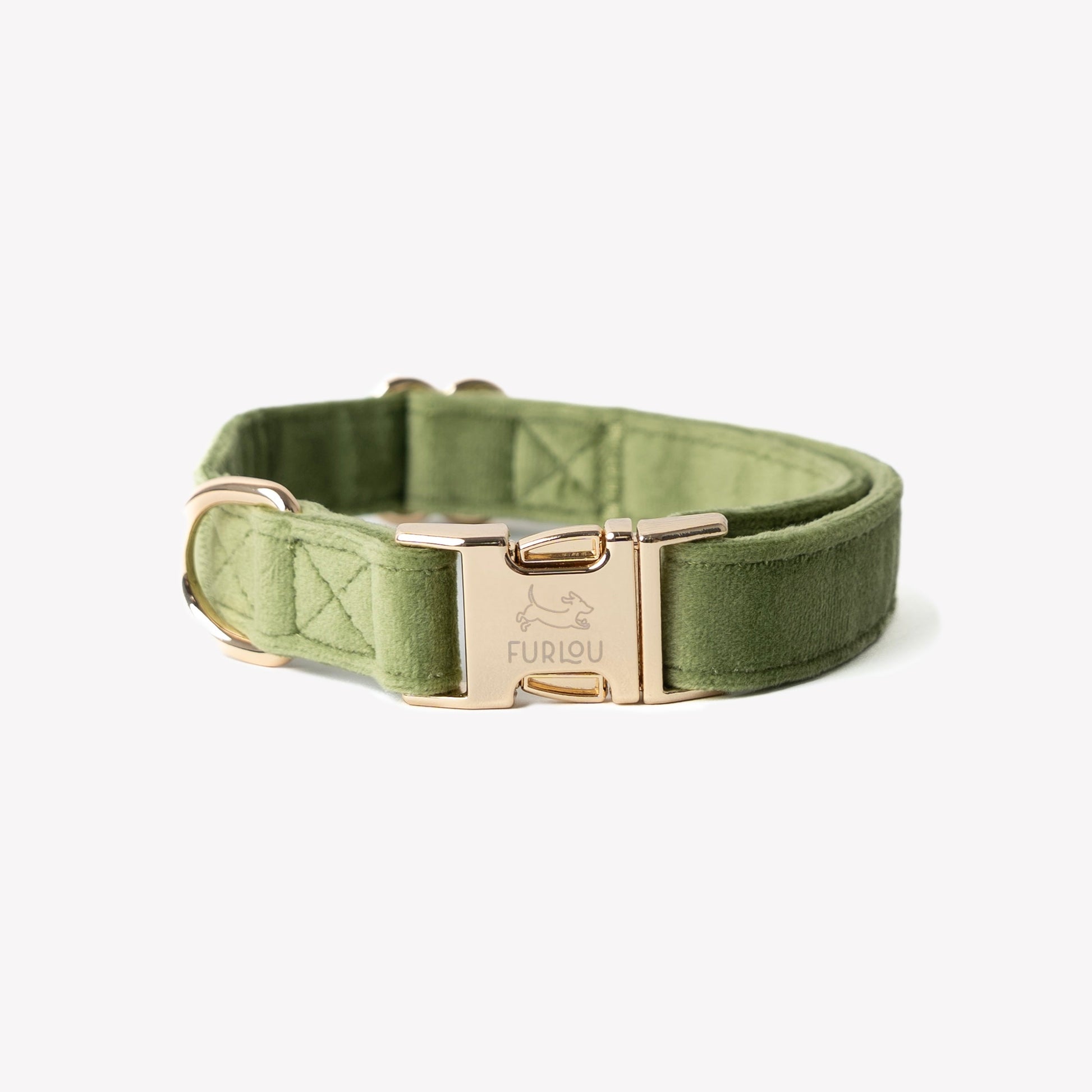 'Green' - Velvet Dog Collar Velvet Collar FURLOU