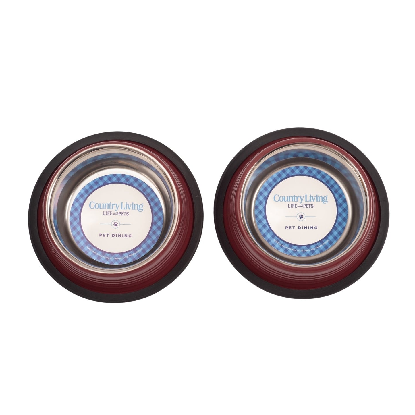 Country Living Set of 2 Ribbed Non-Slip Pet Bowls – Merlot Red Ribbed Bowls American Pet Supplies