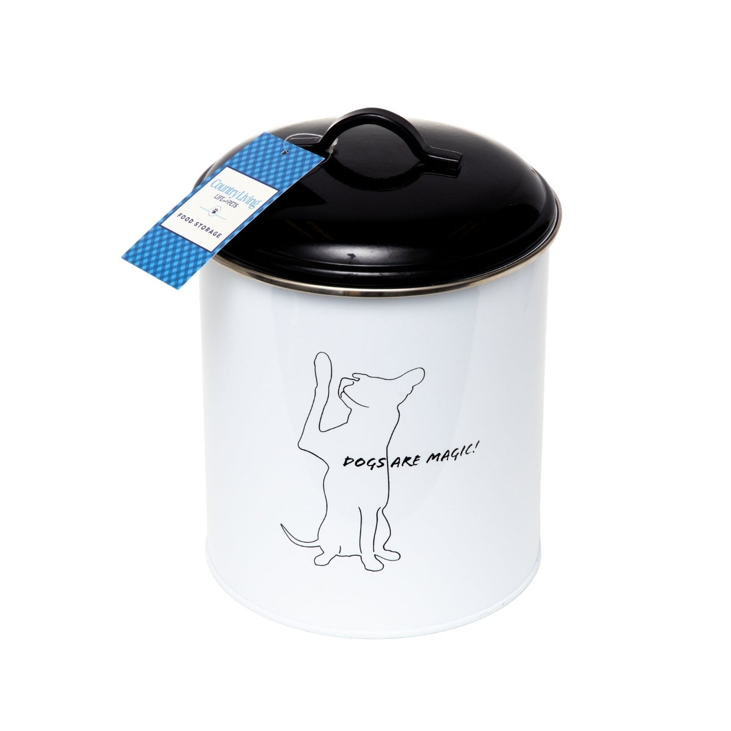 Country Living Set of 3 Pet Treat Storage Canisters – Black & White Containers American Pet Supplies
