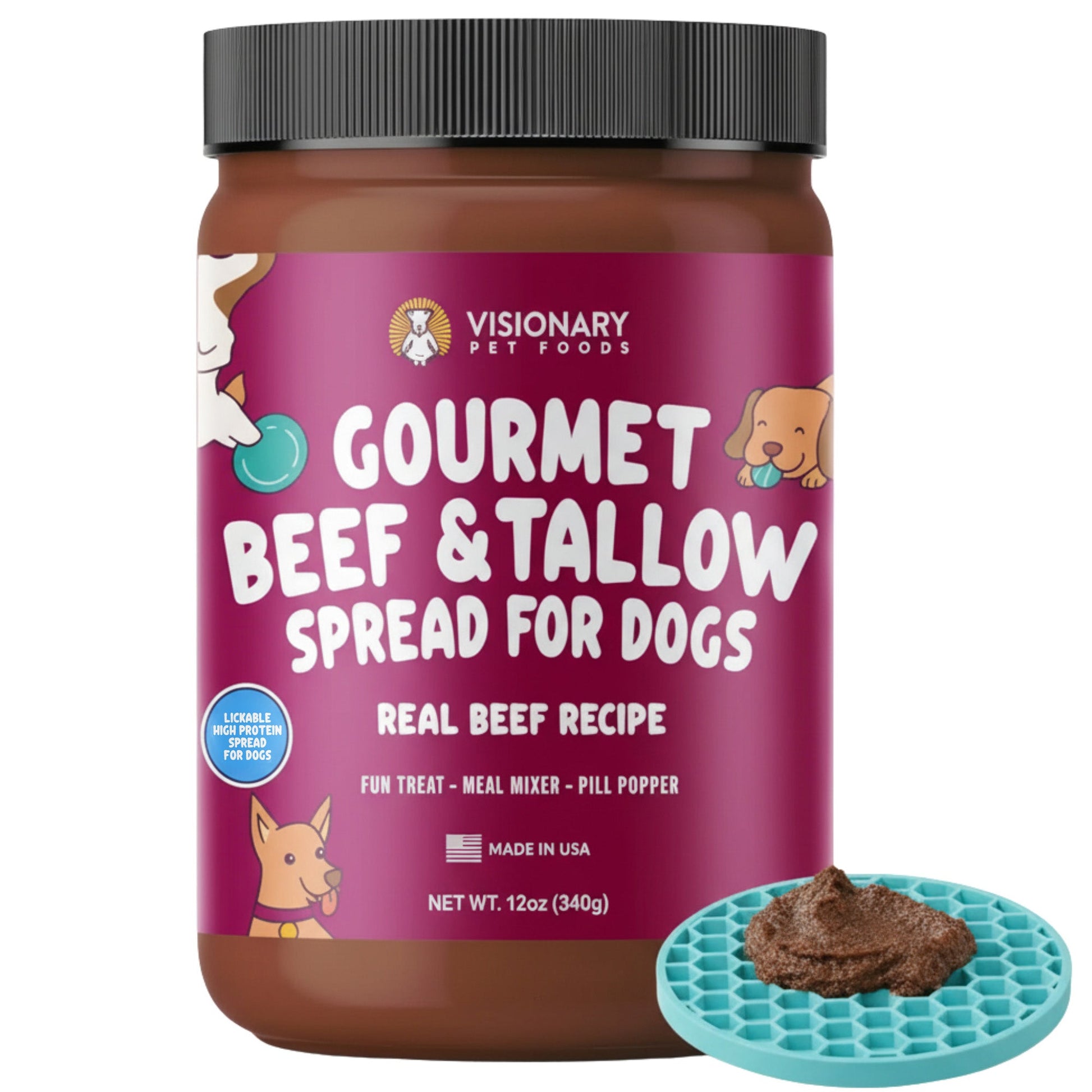 Beef and Beef Tallow Meat Spread | NEW 12oz Jar Dog Treat Visionary Pet Foods