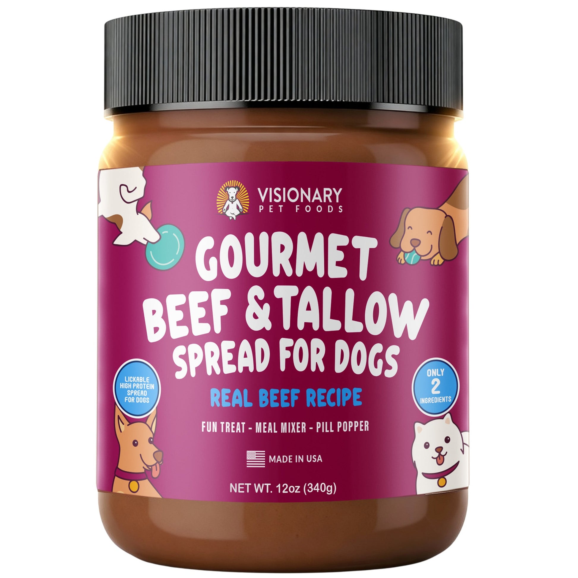Beef and Beef Tallow Meat Spread | NEW 12oz Jar Dog Treat Visionary Pet Foods