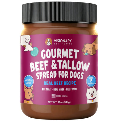 Beef and Beef Tallow Meat Spread | NEW 12oz Jar Dog Treat Visionary Pet Foods