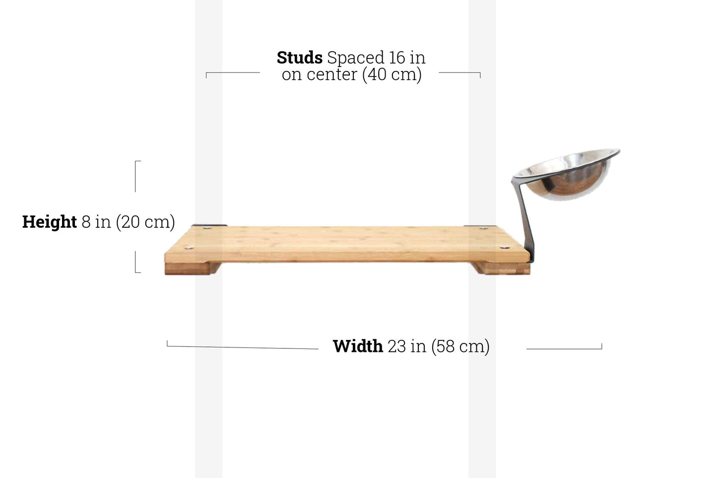 Wall Mounted Cat Feeding Shelf Elevated English Chestnut Bamboo 18" Solid Shelf Cat shelves/bed Catastrophic Creations