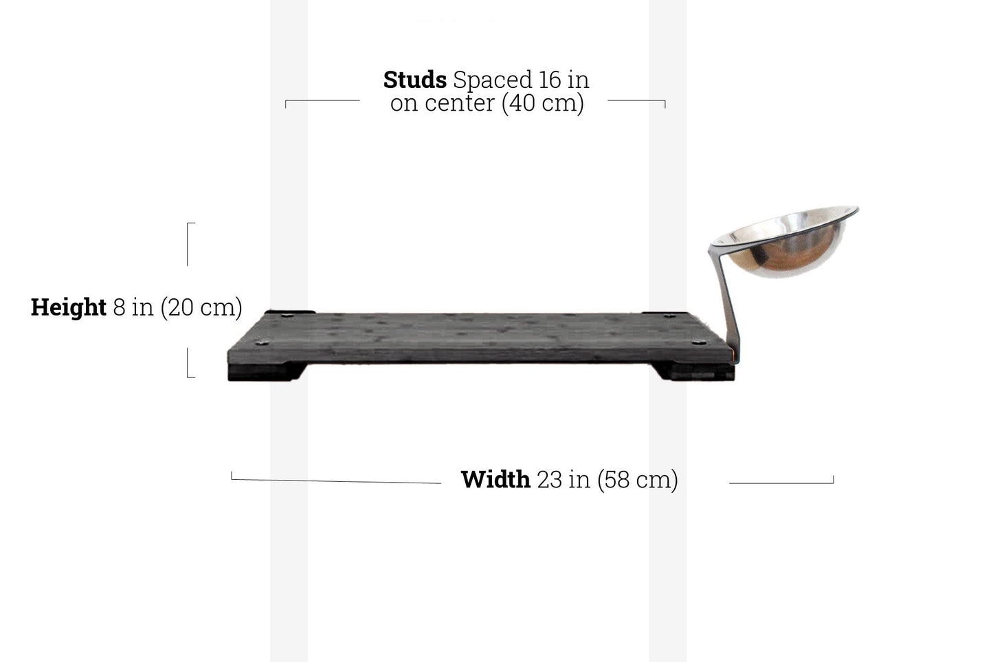 Wall Mounted Cat Feeding Shelf Elevated Onyx Bamboo 18" Solid Shelf Cat shelves/bed Catastrophic Creations