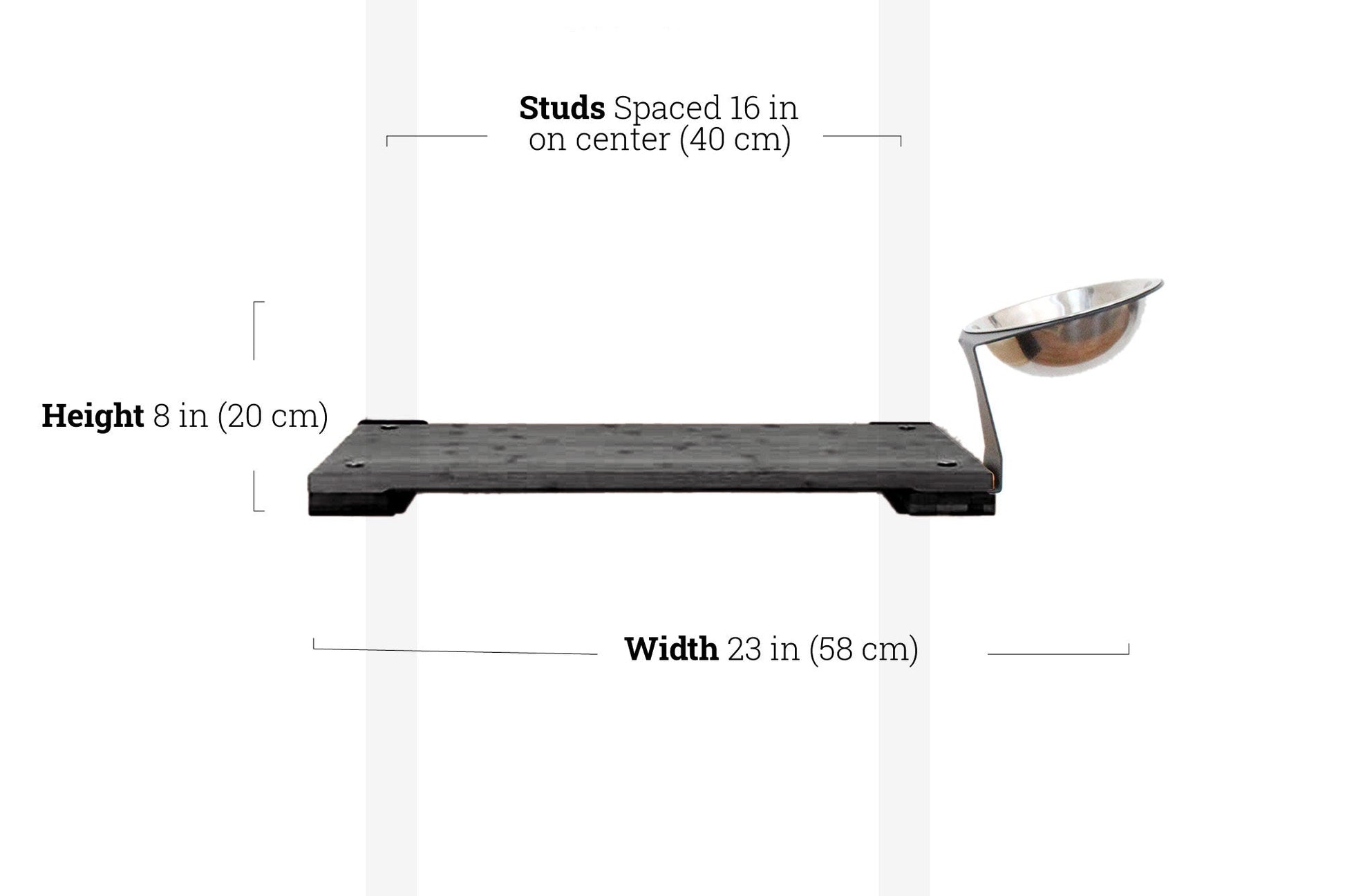 Wall Mounted Cat Feeding Shelf Elevated Onyx Bamboo 18" Solid Shelf Cat shelves/bed Catastrophic Creations