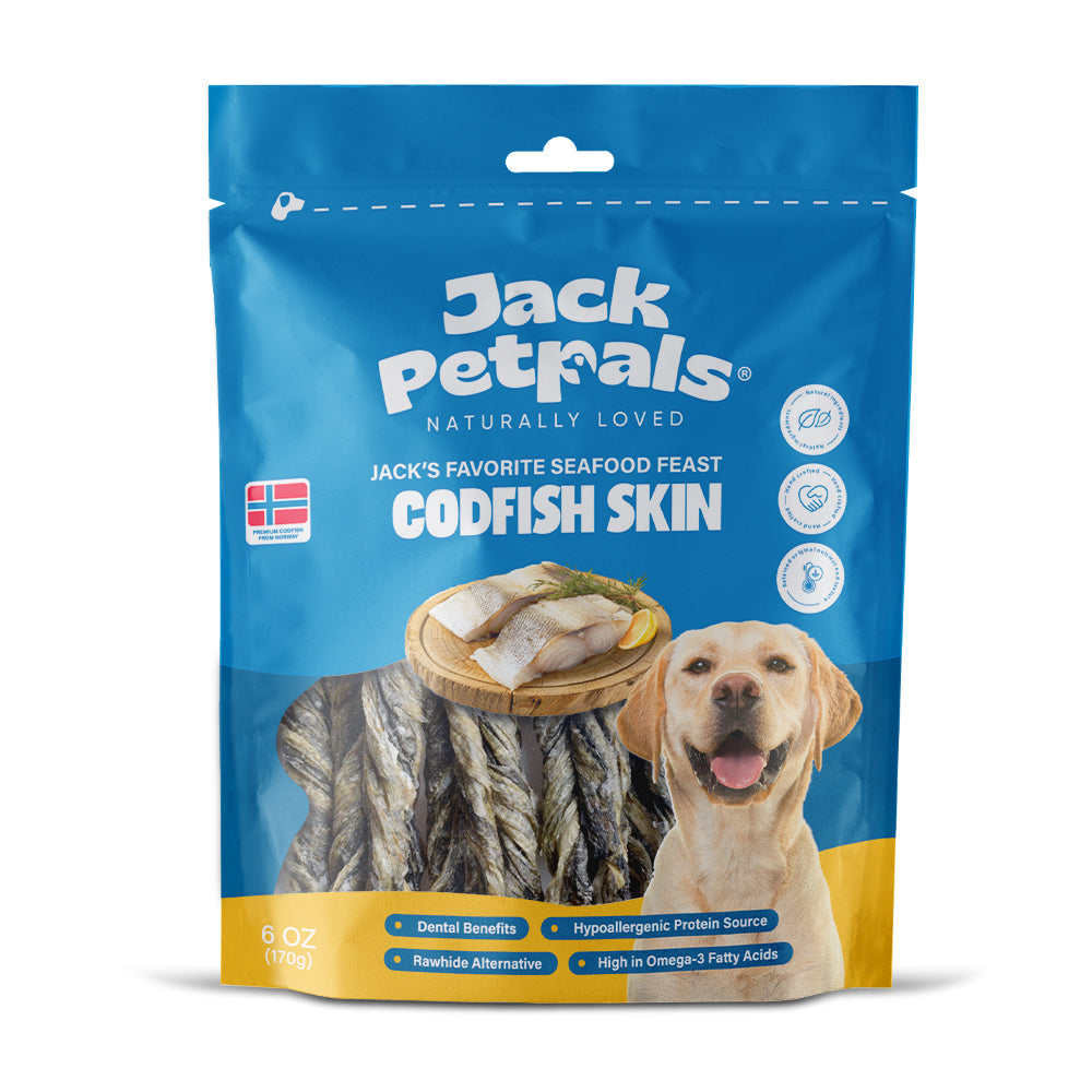 Jack PetPals Seafood Feast Codfish Skin Treat Chews (6oz) Dog Treats American Pet Supplies