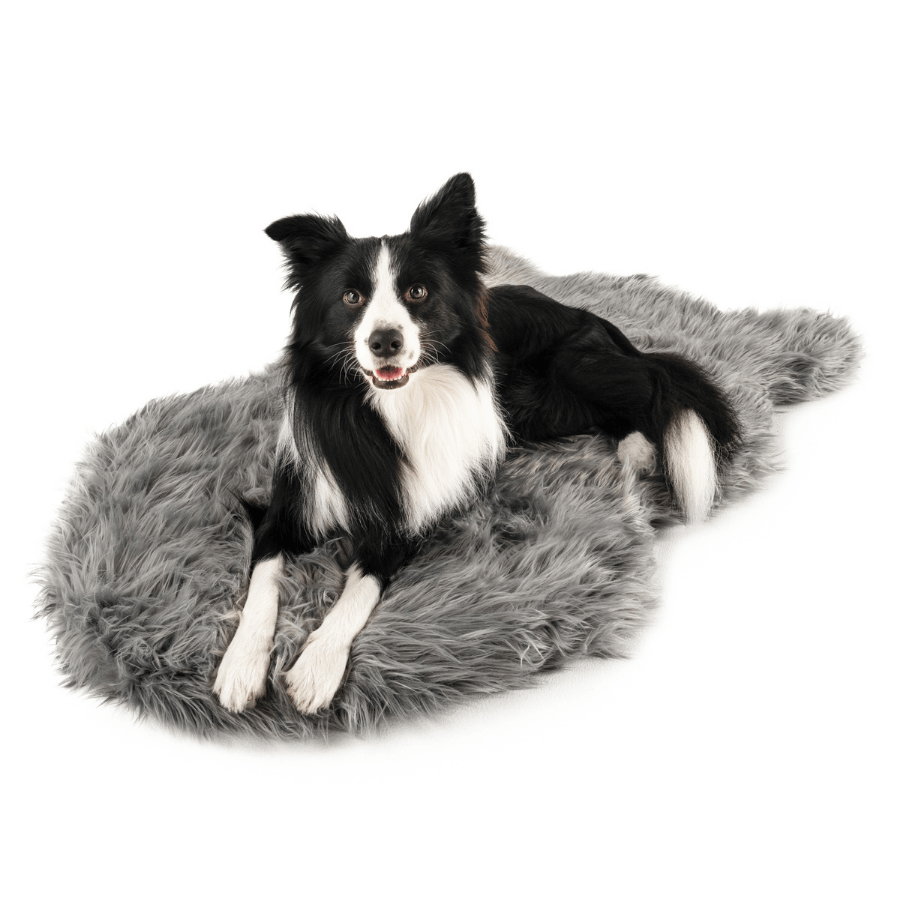 PupRug by Paw.com® Faux Fur Orthopedic Dog Bed - Curve Charcoal Grey Dog Beds Paw