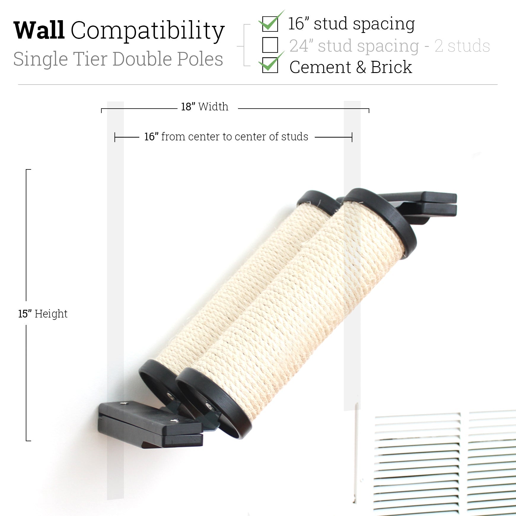 Slanted Cat Scratcher for Wall Onyx Bamboo 1-Tier Double None Cat Scratcher Catastrophic Creations