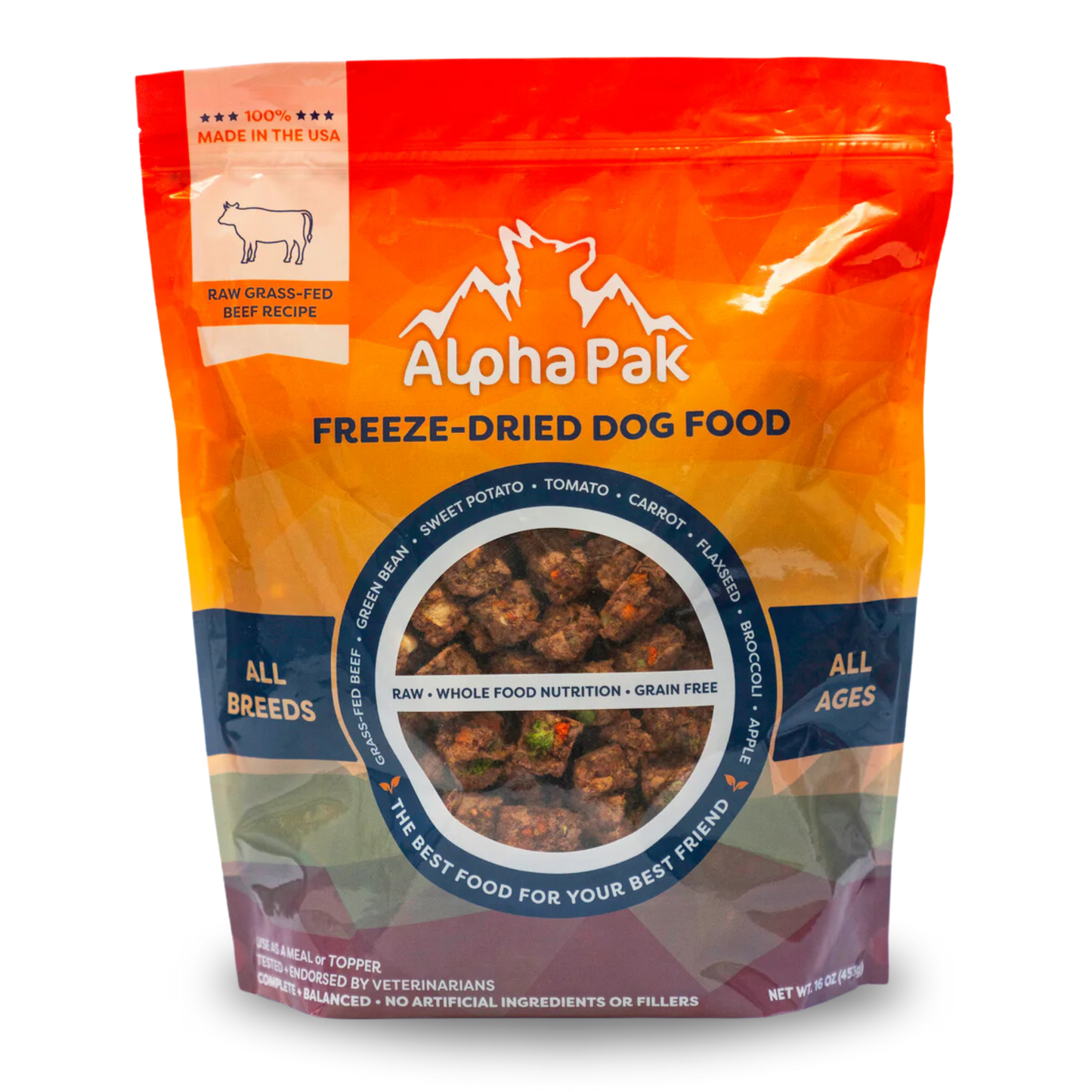 PREMIUM RAW FREEZE DRIED DOG FOOD BEEF 1 Bag freeze dried dog food Alpha Pak