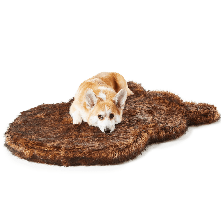 PupRug by Paw.com® Faux Fur Orthopedic Dog Bed - Curve Brown Dog Beds Paw