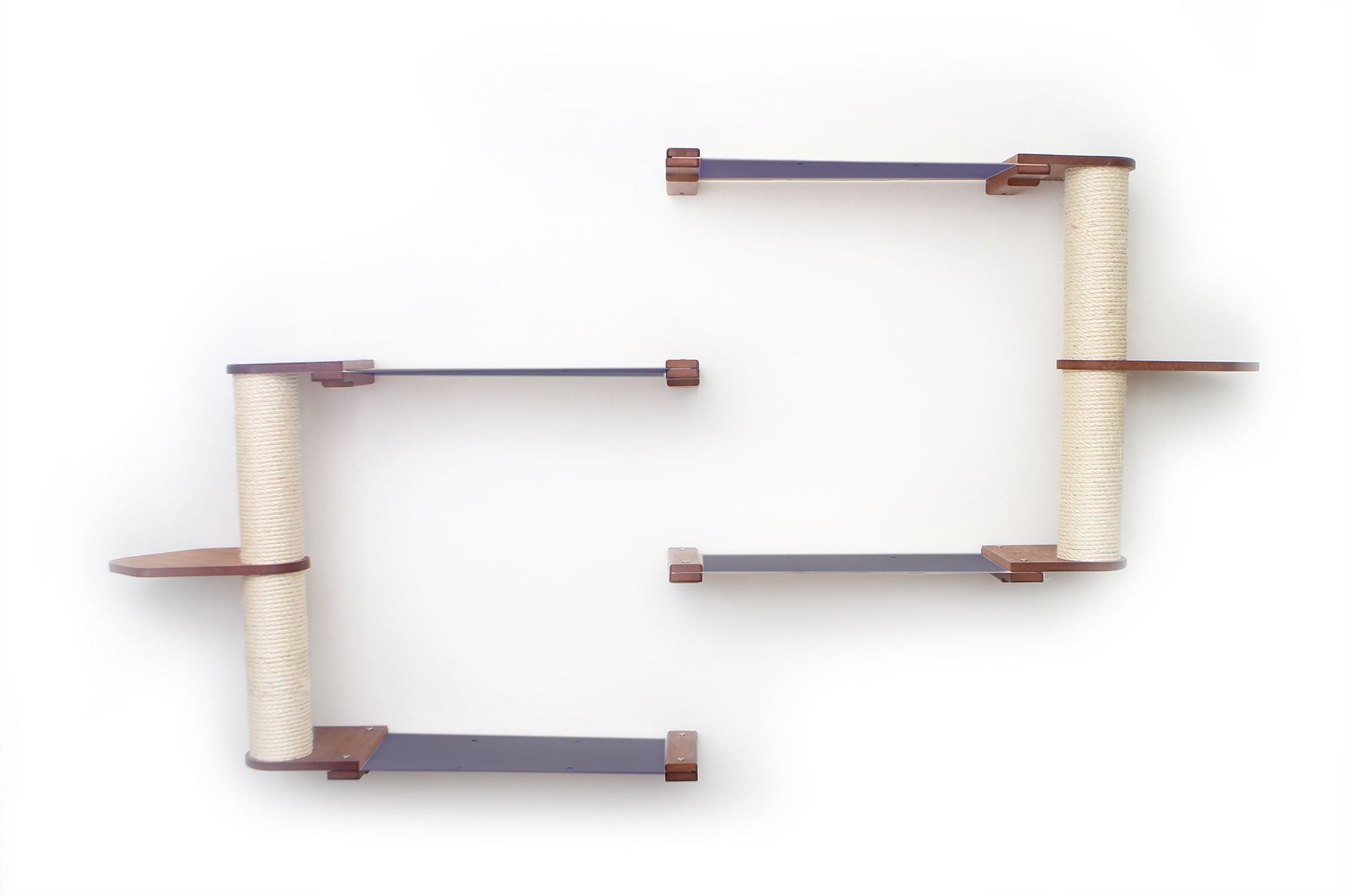 The Catacombs - Cat Tree Scratching Post System English Chestnut Bamboo Charcoal Gray Canvas 24" Cat Condo Catastrophic Creations