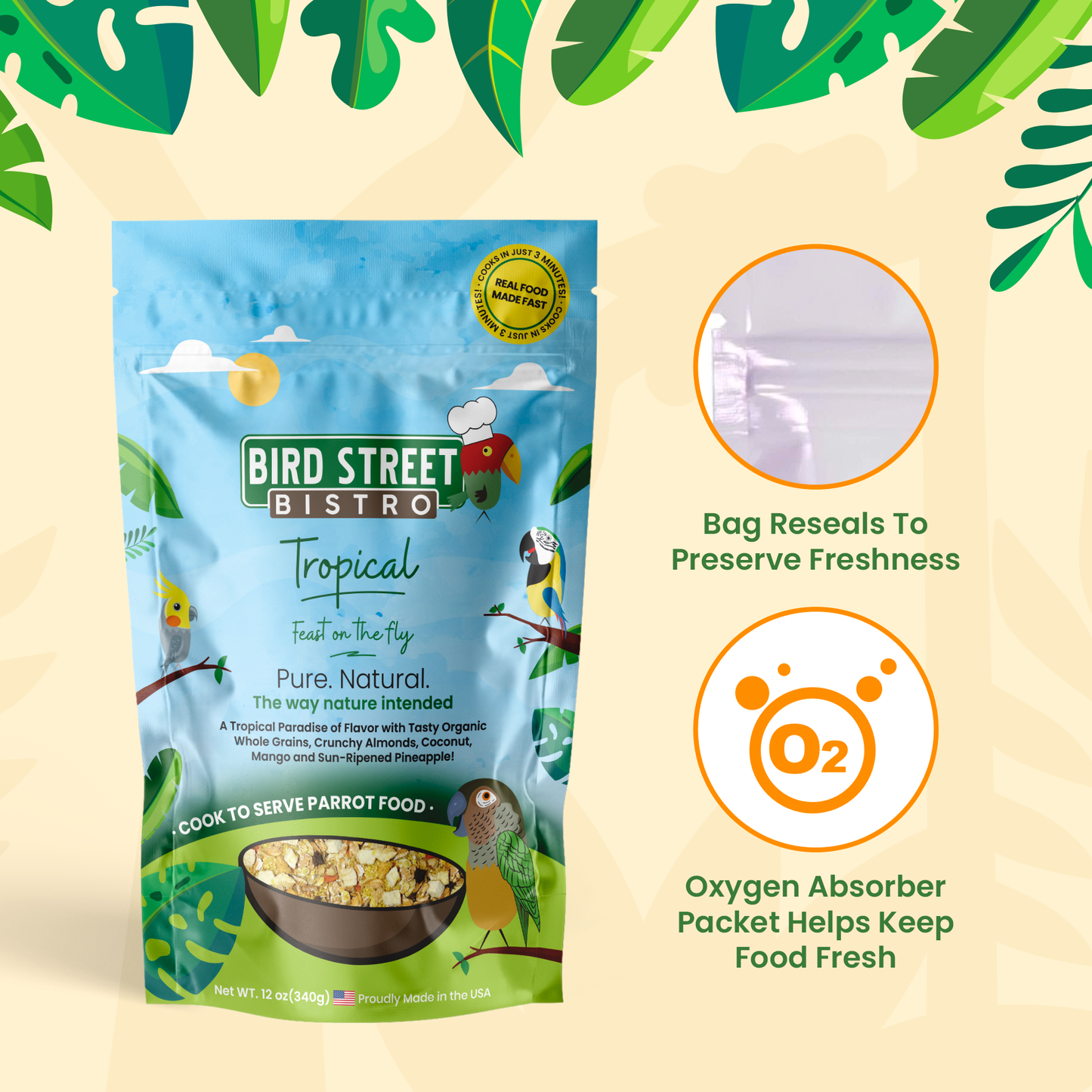 Tropical - Feast on the Fly Parrot Food Bird Street Bistro