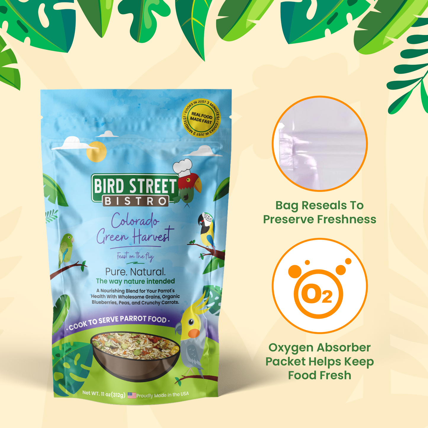 Colorado Green Harvest- Feast on The Fly Parrot Food Bird Street Bistro