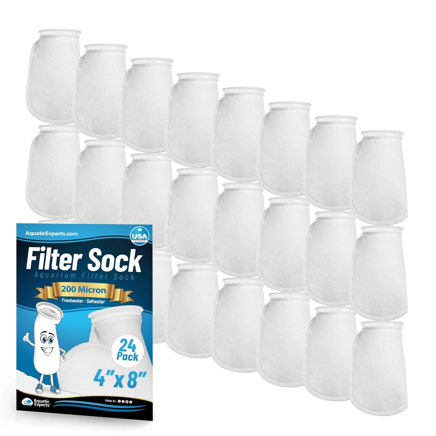 Aquatic Experts 4" Ring Aquarium Filter Sock 200 Micron for Saltwater & Reef Aquariums Aquatic Experts