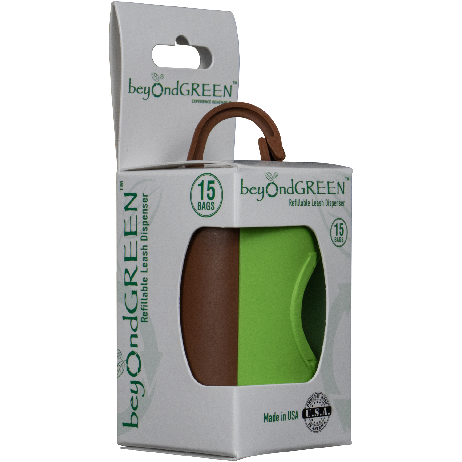 beyondGREEN Dog Waste Bag Leash Dispenser – Clip-On Holder for Standard Rolls – Durable, Portable, Made in USA Poop Bag Dispenser beyondGREEN biotech™