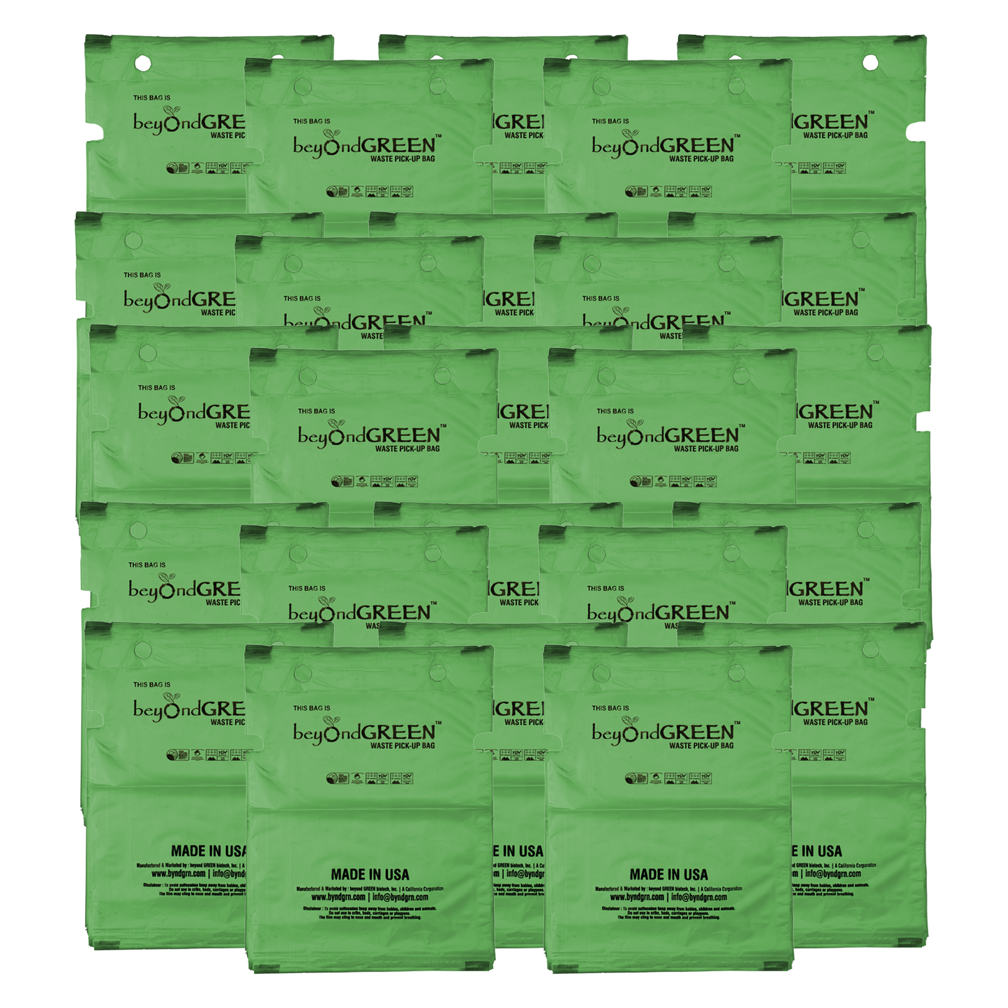 beyondGREEN Dog Waste Bags – Single-Pull Dispenser Refill Pack – Made in USA, Leak-Resistant, One-At-A-Time Dispensing (100 Bags per Pack) 25 Packs - 2500 Bags Dog Waste Bags beyondGREEN biotech™