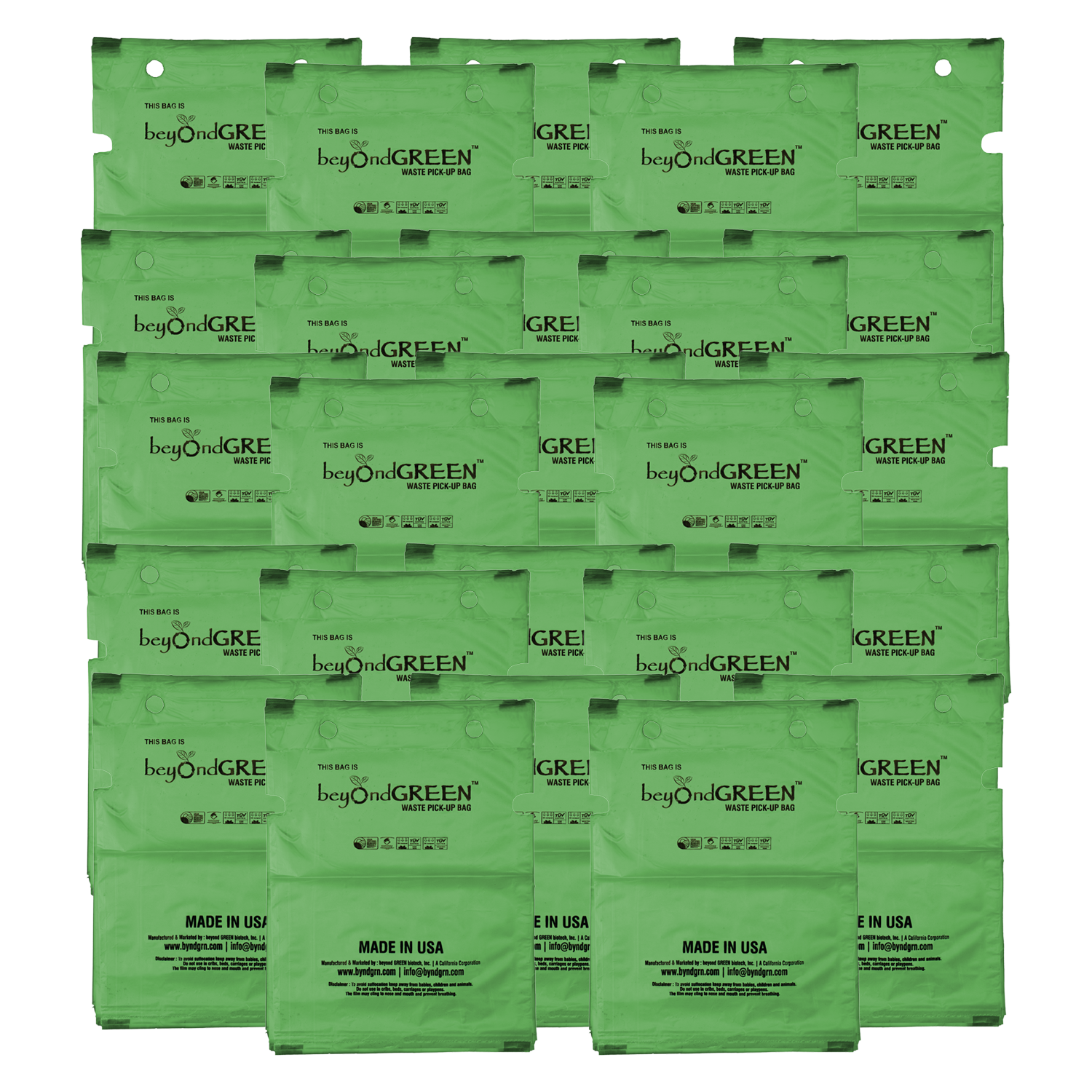 beyondGREEN Dog Waste Bags – Single-Pull Dispenser Refill Pack – Made in USA, Leak-Resistant, One-At-A-Time Dispensing (100 Bags per Pack) 25 Packs - 2500 Bags Dog Waste Bags beyondGREEN biotech™