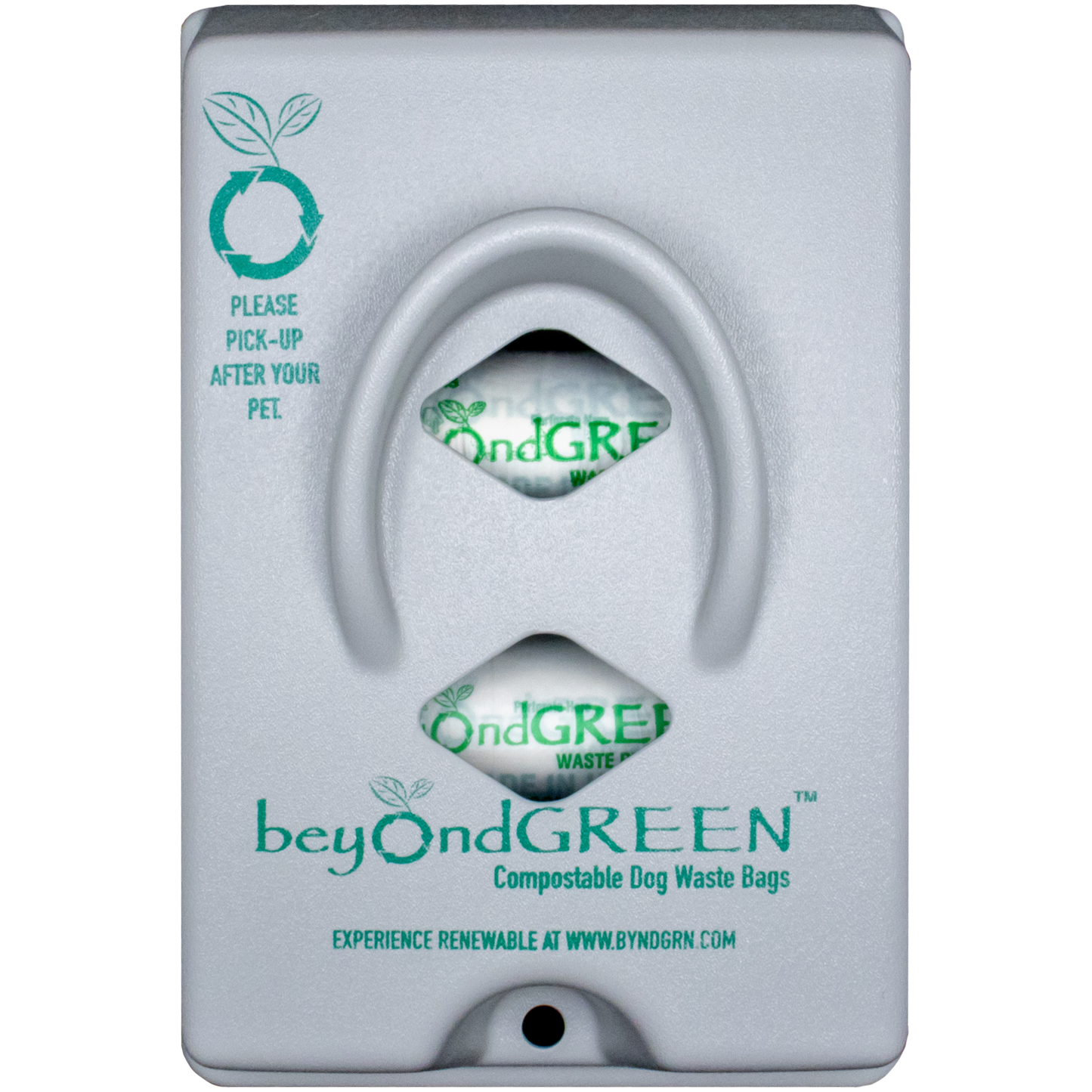 beyondGREEN Dog Waste Bag Dispenser – Wall & Pole Mount – Standard Roll Compatible, Front-Load Gray 1 Poop Bag Dispenser beyondGREEN biotech™