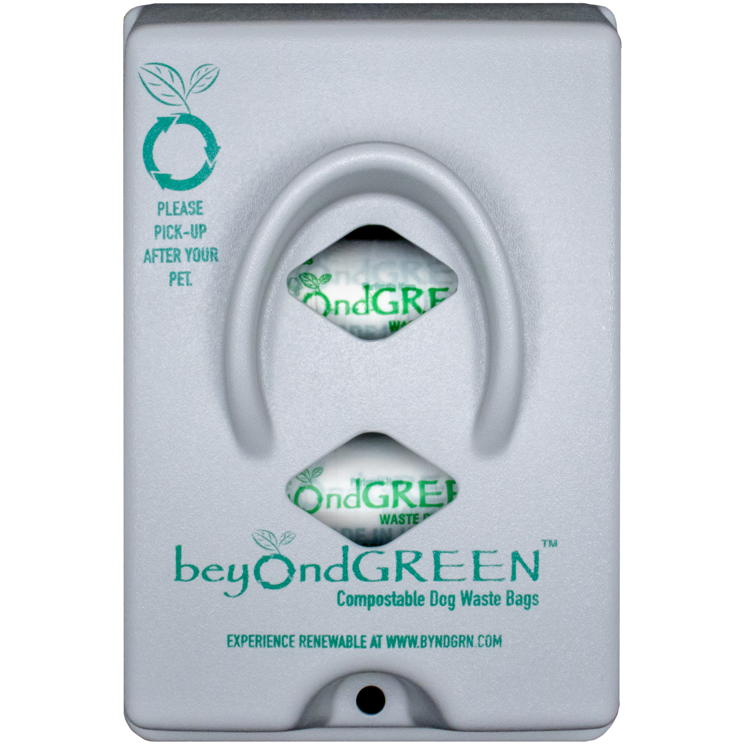 beyondGREEN Dog Waste Bag Dispenser – Wall & Pole Mount – Standard Roll Compatible, Front-Load Gray 1 Poop Bag Dispenser beyondGREEN biotech™