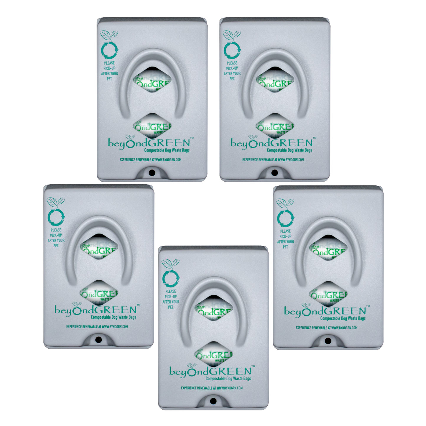 beyondGREEN Dog Waste Bag Dispenser – Wall & Pole Mount – Standard Roll Compatible, Front-Load Gray 5 Poop Bag Dispenser beyondGREEN biotech™