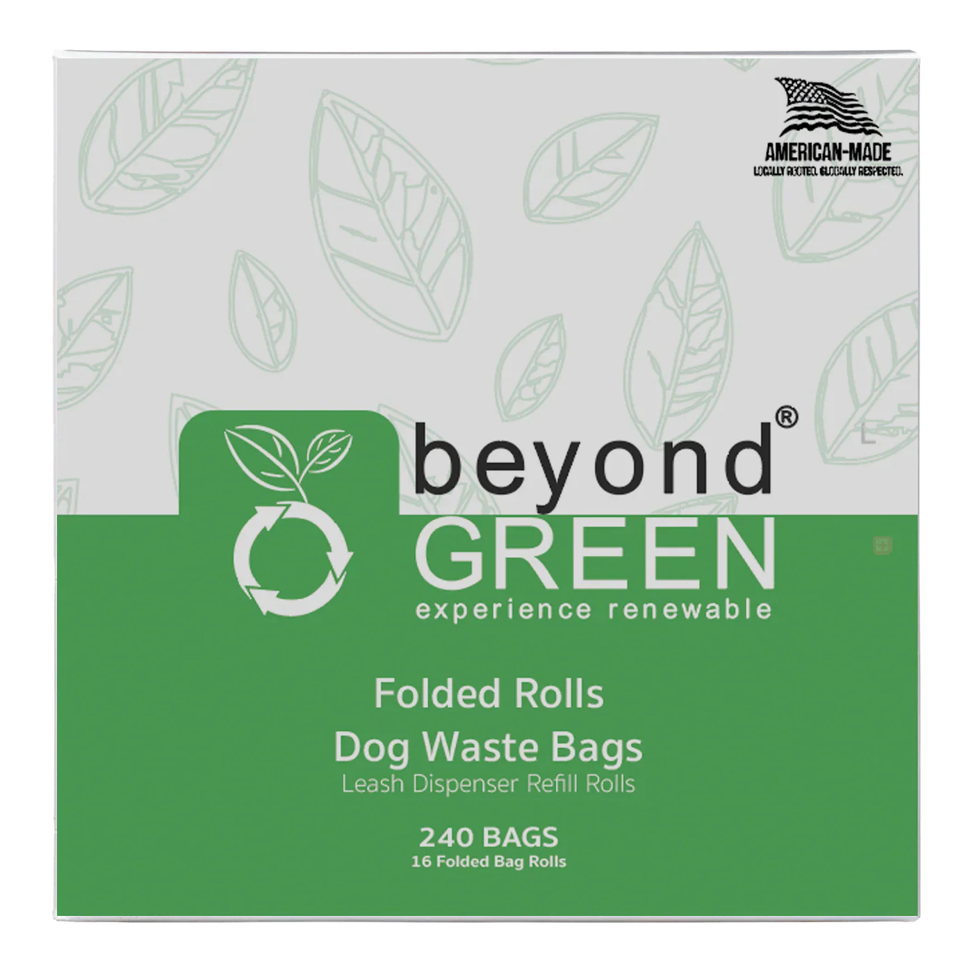 beyondGREEN Dog Waste Bags – Folded Rolls – Made in USA, Leak-Resistant, Extra-Strong 240 Count Dog Waste Bags beyondGREEN biotech™