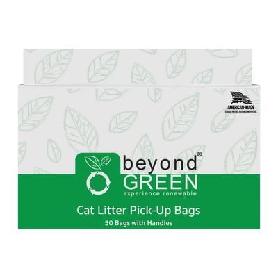 beyondGREEN Cat Litter Bags with Handles – Made in USA, Leak-Resistant & Easy-Tie Cat Litter Bags beyondGREEN biotech™