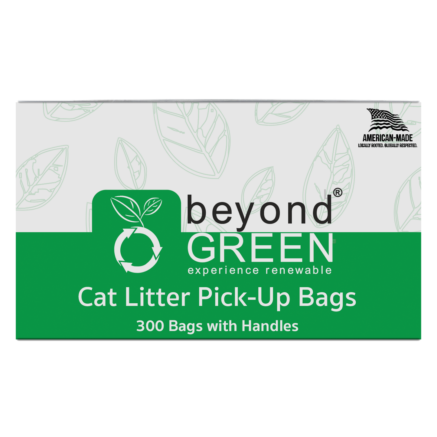 beyondGREEN Cat Litter Bags with Handles – Made in USA, Leak-Resistant & Easy-Tie Standard Green 300 Cat Litter Bags beyondGREEN biotech™