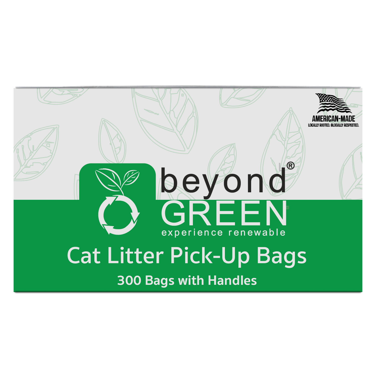beyondGREEN Cat Litter Bags with Handles – Made in USA, Leak-Resistant & Easy-Tie Standard Green 300 Cat Litter Bags beyondGREEN biotech™