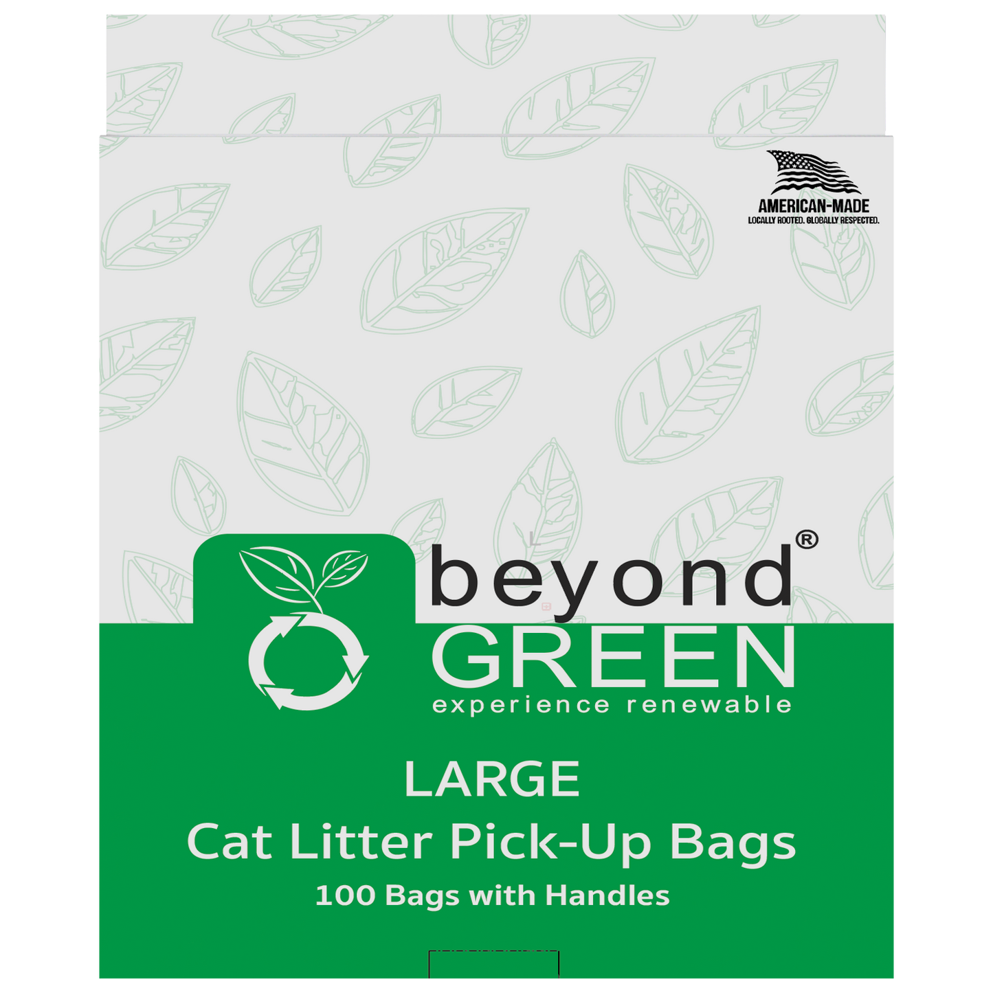 beyondGREEN Cat Litter Bags with Handles – Made in USA, Leak-Resistant & Easy-Tie Large Green 100 Cat Litter Bags beyondGREEN biotech™